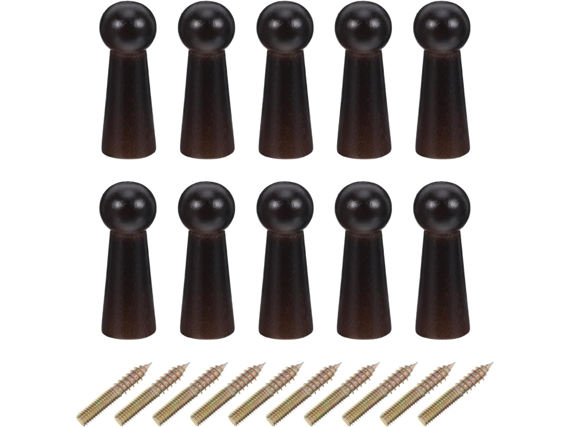 Shineofi Conjunto De 10-ganchos Parede Shaker Em Madeira Maciça Com Parafusos M4, 5cm 1, 97 Polegadas, Sem Acabamento