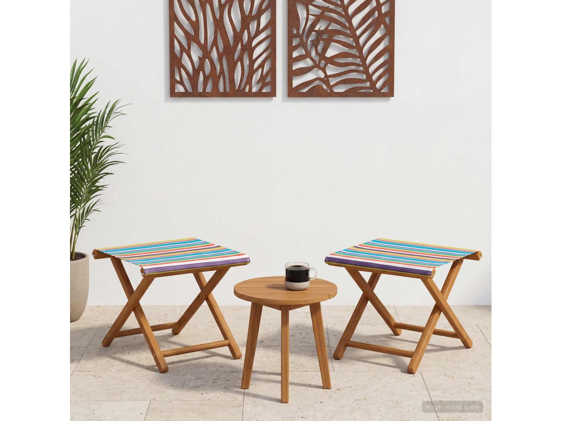 Vidaxl Cadeira De Deck 2 Pcs Madeira Sólida De Eucalipto Multicolor