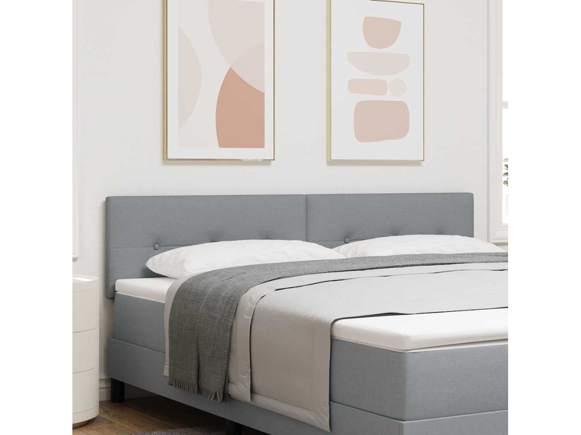 Vidaxl Cabeceira Led Com Fitas Led Manual Cinzento-claro 180 Cm Tecido