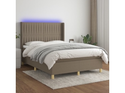 Vidaxl Cama Box Spring Colchão/led 140x190cm Tecido Cinza-acastanhado