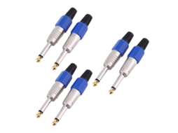 Conector Mali de fio de 6.35mm mono, para microfone e amplificador, com 3 pares