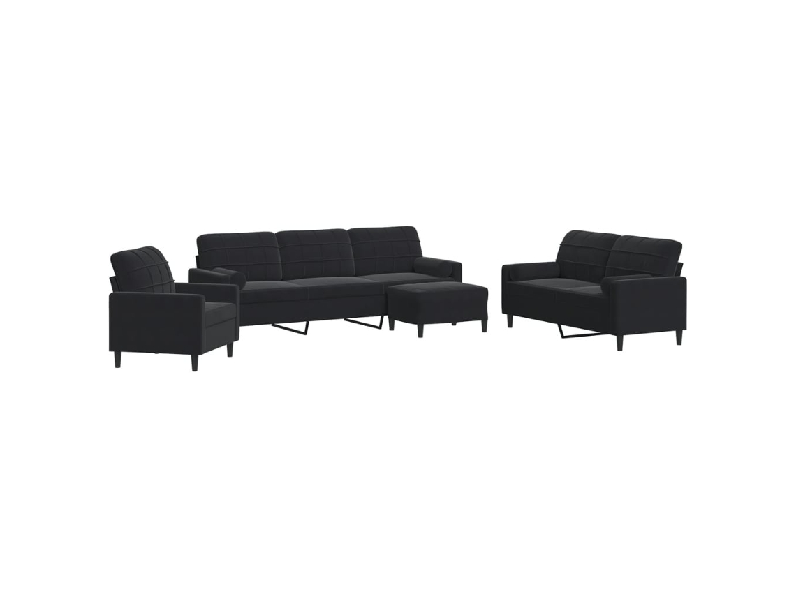 Sofa Set, Sofa Sets Vidaxl Preto Veludo (n/a)
