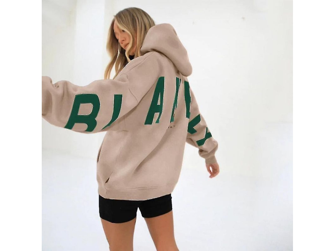 Fasst Camiseta com Capuz Blakely Oversized Manga Longa Mulher Primavera Outono