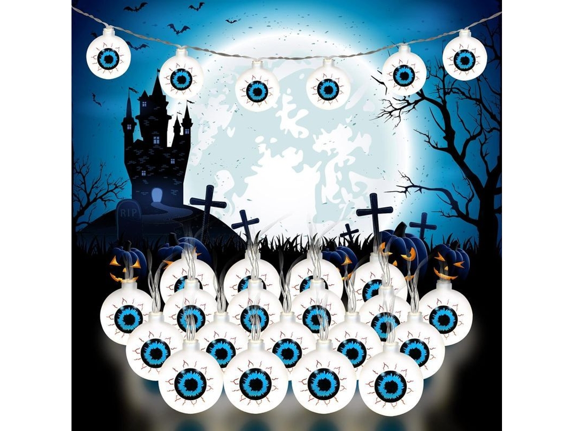 Fio de Luzes de Halloween com 20 Leds Olhos, 3m, Bateria, Decoração Indoor e Outdoor Nova Line