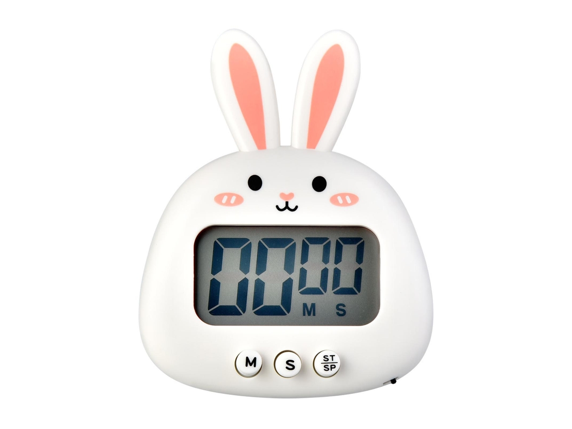 Temporizador Digital de Cozinha Conejo Cute Magnético Preciso Fácil Operación Alarma Clara para Lar Escola Escritório Branco