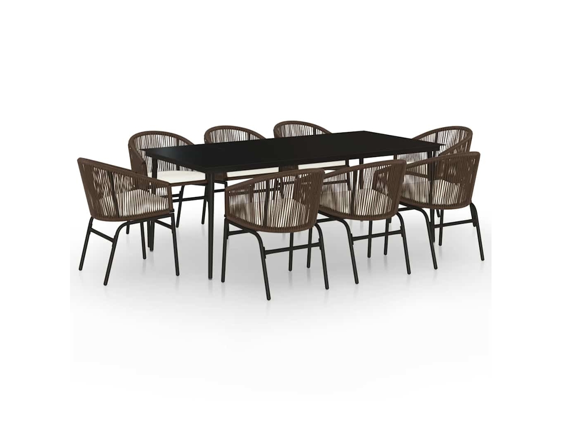 Garden Dining Set, Garden Dining Sets Vidaxl Marrom Pvc (mesa Com 200 Cm De Comprimento)