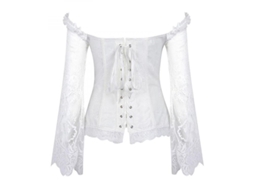 2026-corset De Mulher Princesa Com Mangas Volantes E Calcinha, Corset De Peito Elegante Para Casamentos E Festas S Blanco