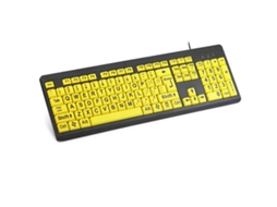 KOFIHETY Teclado Com Letras Grandes E Teclas De Alto Contraste, Teclas Grandes Em Amarelo E Preto Para Digitação Fácil, Projetado Para Deficientes Visuais E Id