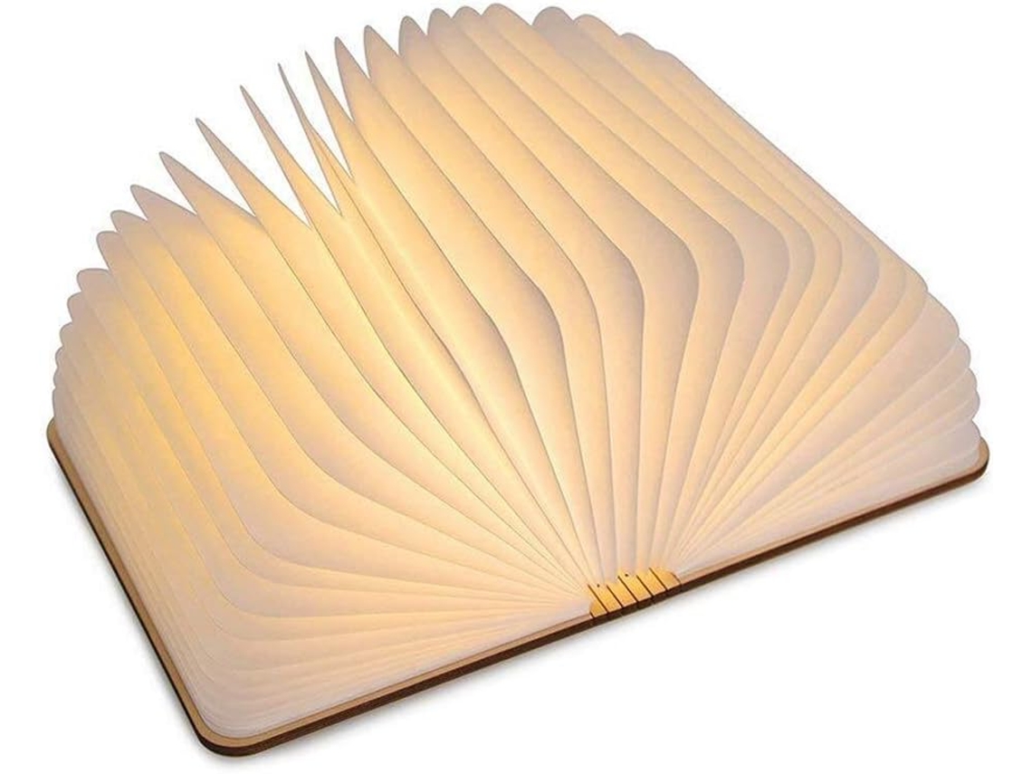 Luminária Dobrável Em Formato De Livro, Luminária Portátil De Led Em Madeira, Luz Com Formato De Livro Ajustável