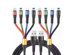 Cabo De Carregamento Usb 4 Em 1 Com 2 Conectores Micro Usb, Usb C E Lightning. Brilvibera