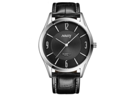 Relógio De Casal Nary Waterproof Dial Duplo Circle Bracelet Couro Pu (preto Homem)