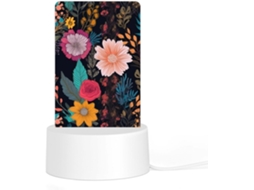 Luminária Noturna De Acrílico Com Base, Estampa Floral Boêmia Colorida, Luz Noturna De Led Quarto, Banheiro
