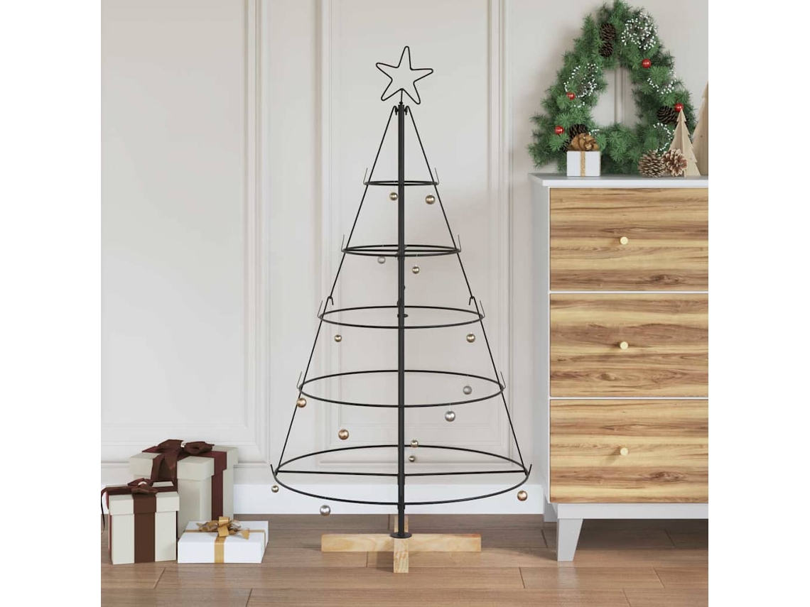 Vidaxl Árvore De Cone De Natal Com Suporte Preto 126 Cm Aço