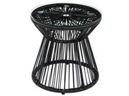 Mesa Redonda Tambor Vidro Preta Jardim VELTRIX