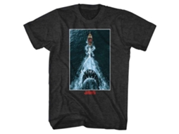 Rockinstone Jaws Shark Chasing Boat Poster Black Heather T-shirt Size:s