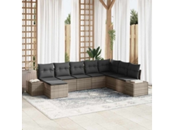 Vidaxl Conjunto De Sofá De Jardim Com Almofada 8 Pcs Cinzeto Vime Pe