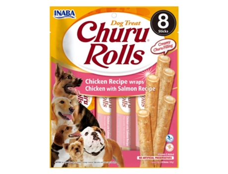 CHURU Dog Rolls Receta de Pollo Con Salmon 8X8X12 Gr