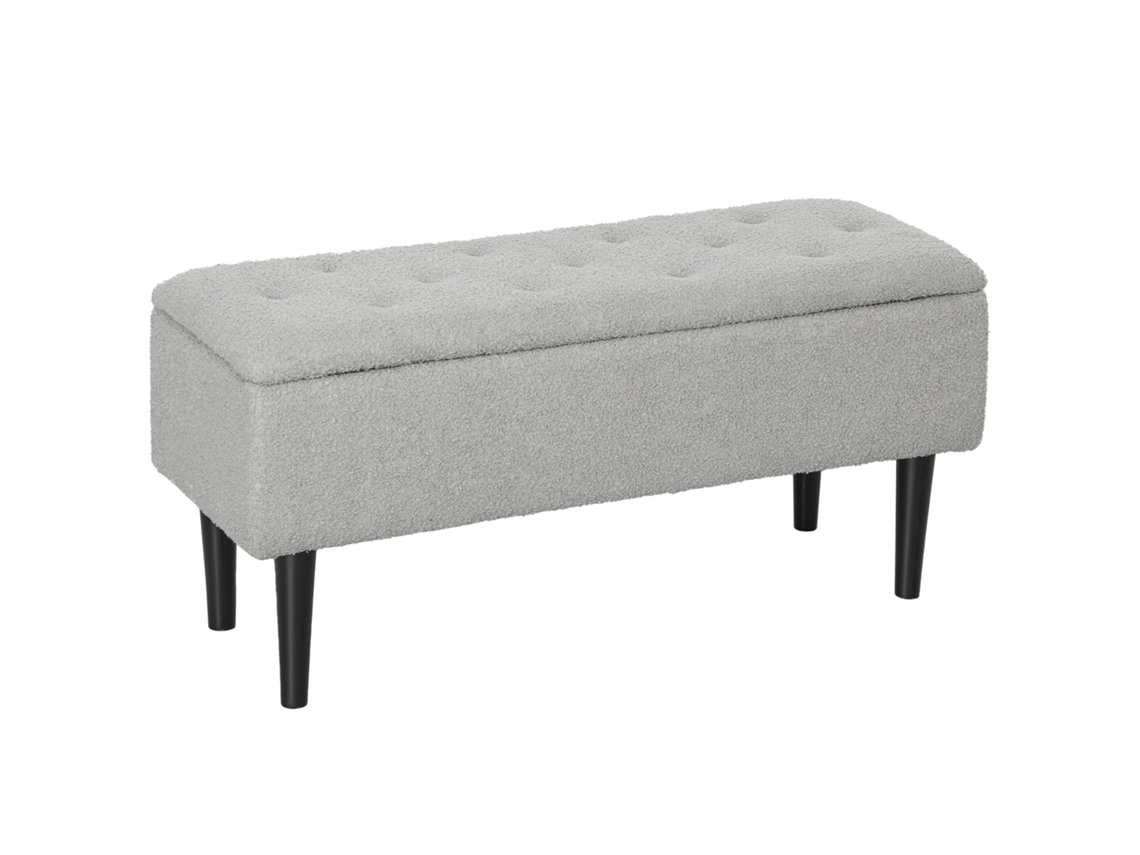 Banco de Armazenamento Poliéster e Aço Cor Cinzento 95x38x45 cm Homcom