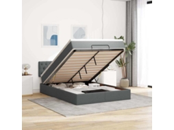 Vidaxl Cama Otomana Com Colchão 140x200 Cm Tecido Cinzento Escuro