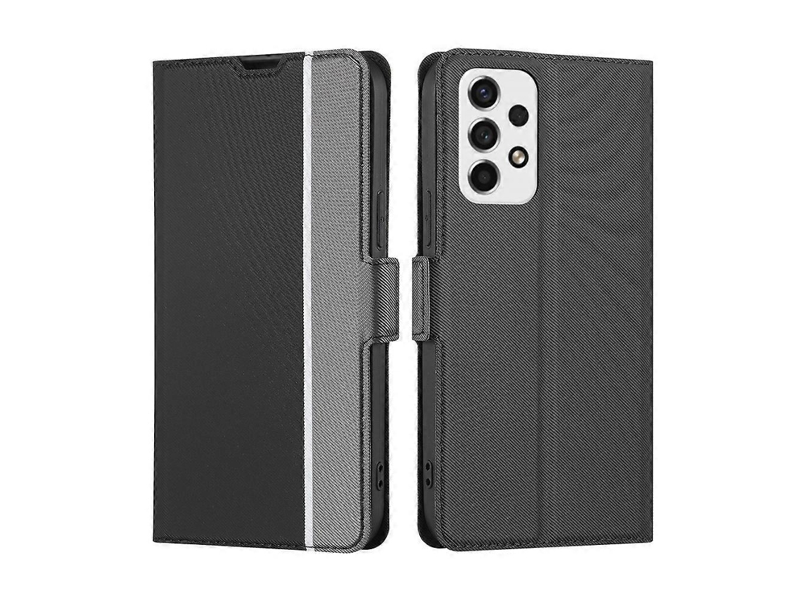 Capa De Couro Com Textura Sarjada E Botões Laterais Para Samsung Galaxy A53 5g