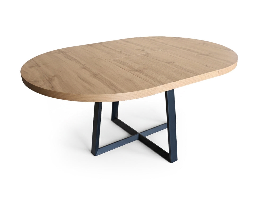 Mesa Jantar Redonda Extensível, 160 Cm, Carvalho E Preto.