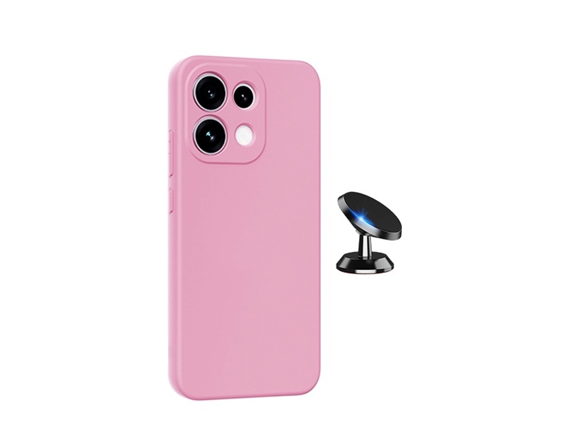 Kit Suporte Magnético Capa Proteção Silicone Gift4me Para Oppo Reno16 F 5g - Rosa