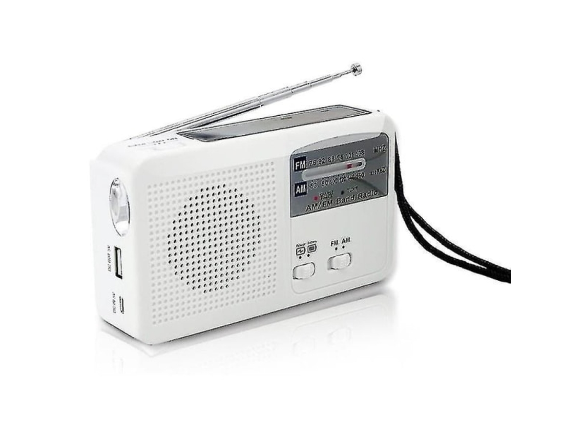 Rádio de Emergência com Células Solares e Manivela, Carregamento USB e Lanterna LED AQUAFORGE