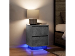 Vidaxl Mesas Cabeceira C/ Luzes Led 2 Pcs 38x34x50 Cm Cinzento-cimento