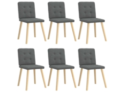 Vidaxl Cadeiras De Jantar 6 Pcs Tecido Cinzento-escuro