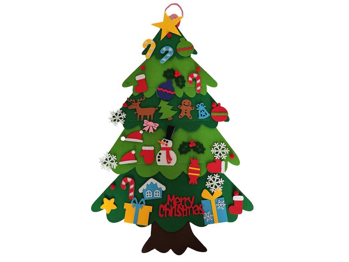 Árvore De Natal De Feltro Diy Para Presente Infantil, Com Desapegível 32 Peças Ornamentos Para Decoração De Natal De Natal Hengjian