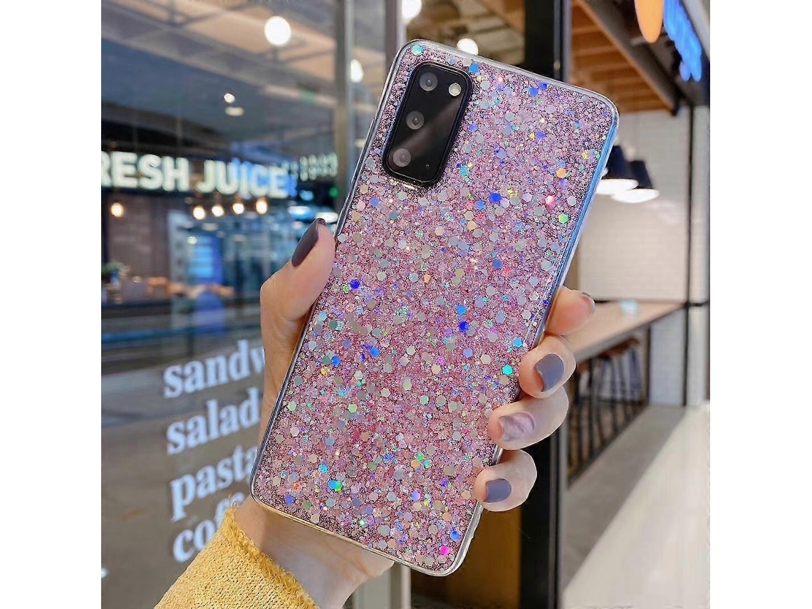 Capa De Celular Samsung Galaxy A21s Com Glitter, Lantejoulas E Resina Epóxi Tpu.