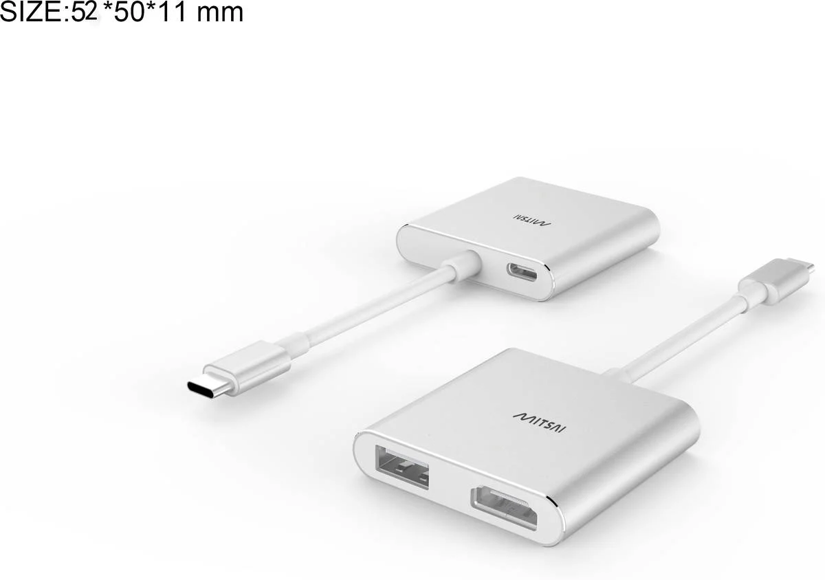 Hub MITSAI USB-C 3 em 1 (USB-C - USB 3.0 - HDMI)