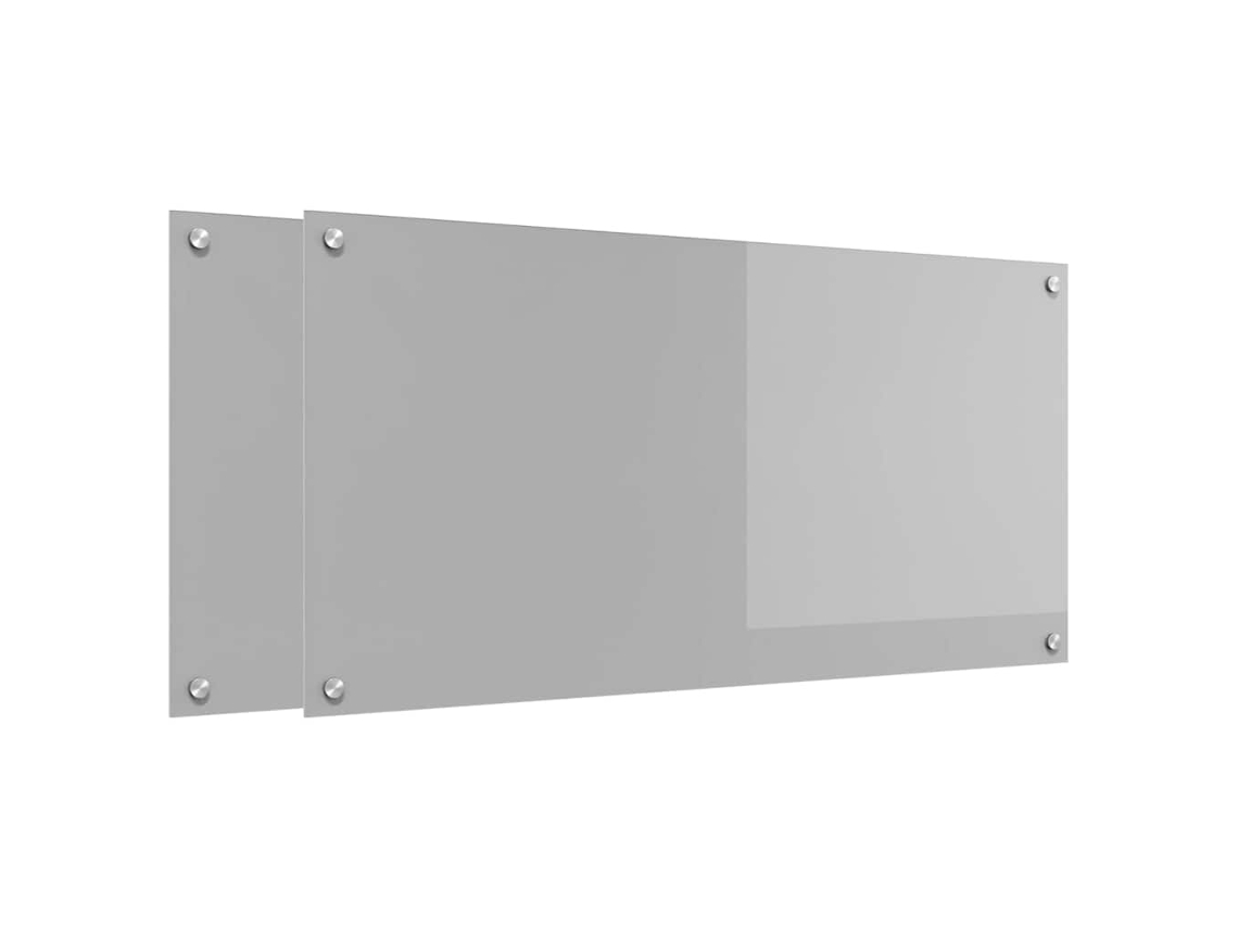 Conjunto 2 Backsplash De Vidro Temperado Para Cozinha Vidaxl Cinzento Claro Vidro Temperado