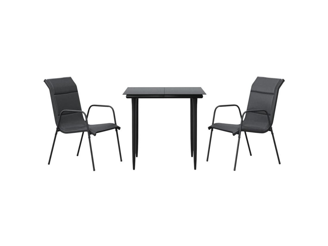 Garden Dining Set, Garden Dining Sets Vidaxl Preto Aço (80 Cm Table Length)