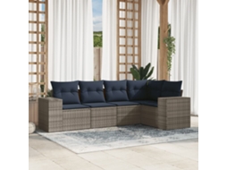 Vidaxl Conjunto De Sofá De Jardim De 5 Peças Com Almofadas Em Rattan Sintético Cinza