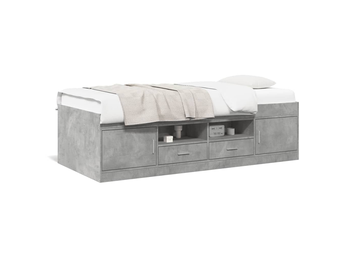 Sofá cama com Gavetas Sem Colchão Cinzento Cimento 90x190 cm MAISON EXCLUSIVE