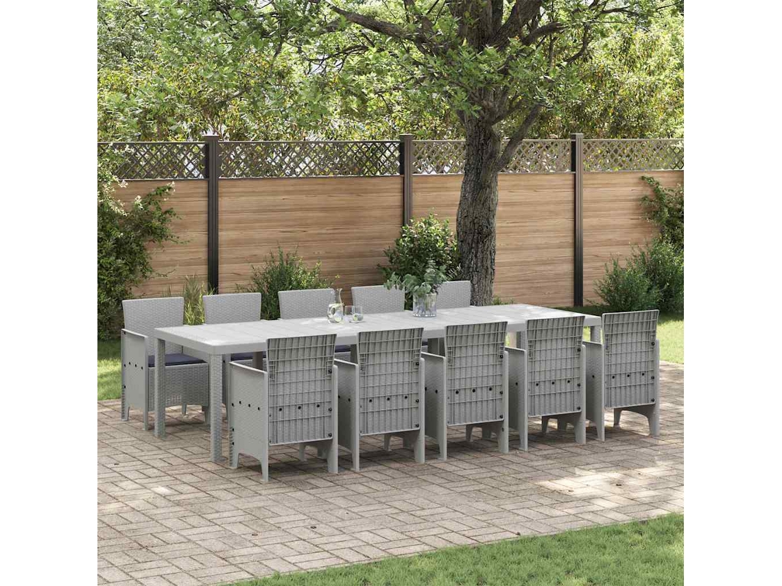Vidaxl Conjunto De Jantar Para Jardim 11 Unid. Cinza Claro E Antracite