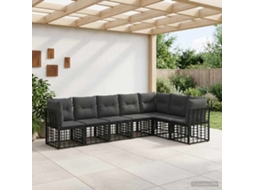 Vidaxl Conjunto De Sofás Para Exterior Preto Poliéster