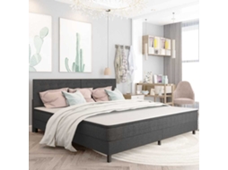Vidaxl Cama Boxspring 200x200 Cm Tecido Cinzento-escuro