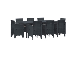 Vidaxl Conjunto De Jantar Para Jardim 9 Unid. Antracite Polipropileno