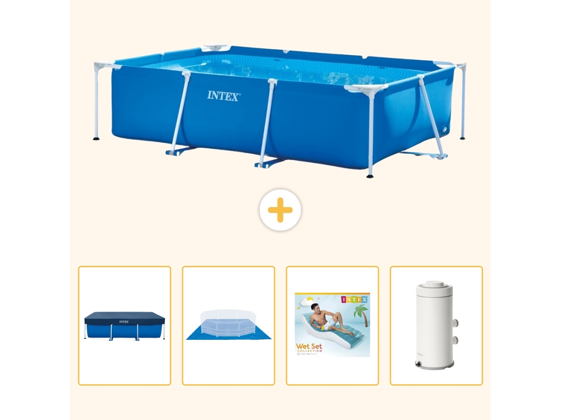 Intex Piscina Com Estrutura Retangular - 300x200x75 Cm - 5-peças S148