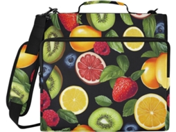 Pasta Organizadora de Documentos Frescos Frutas Preta Com 3 Argolas, Alça E De Ombro Removível, À Prova D Água, Ideal