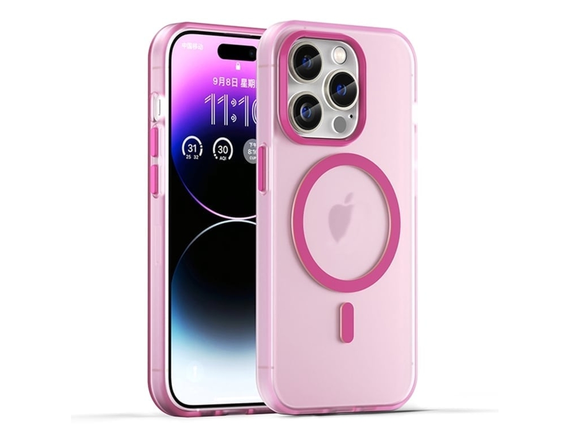 Capa Híbrida Translúcida Para Iphone 14 Pro - Tpu E Pc Com Magsafe | Fosca - Rosa