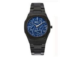 Relógio de Quartzo Masculino com Folhas em Relevo MDUG (preto e Azul)