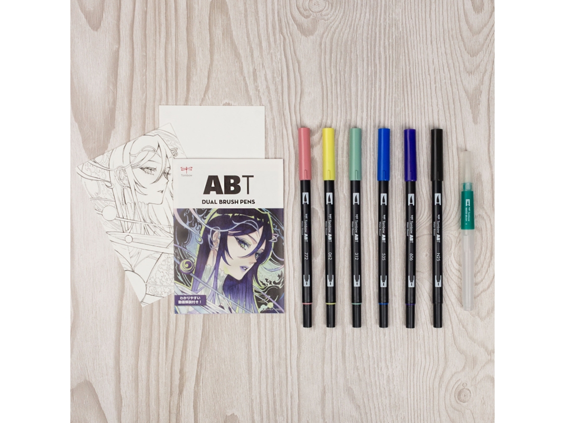Conjunto De Canetas Pincel Tombow Manga Moon 6 Canetas De Feltro Aquareladas
