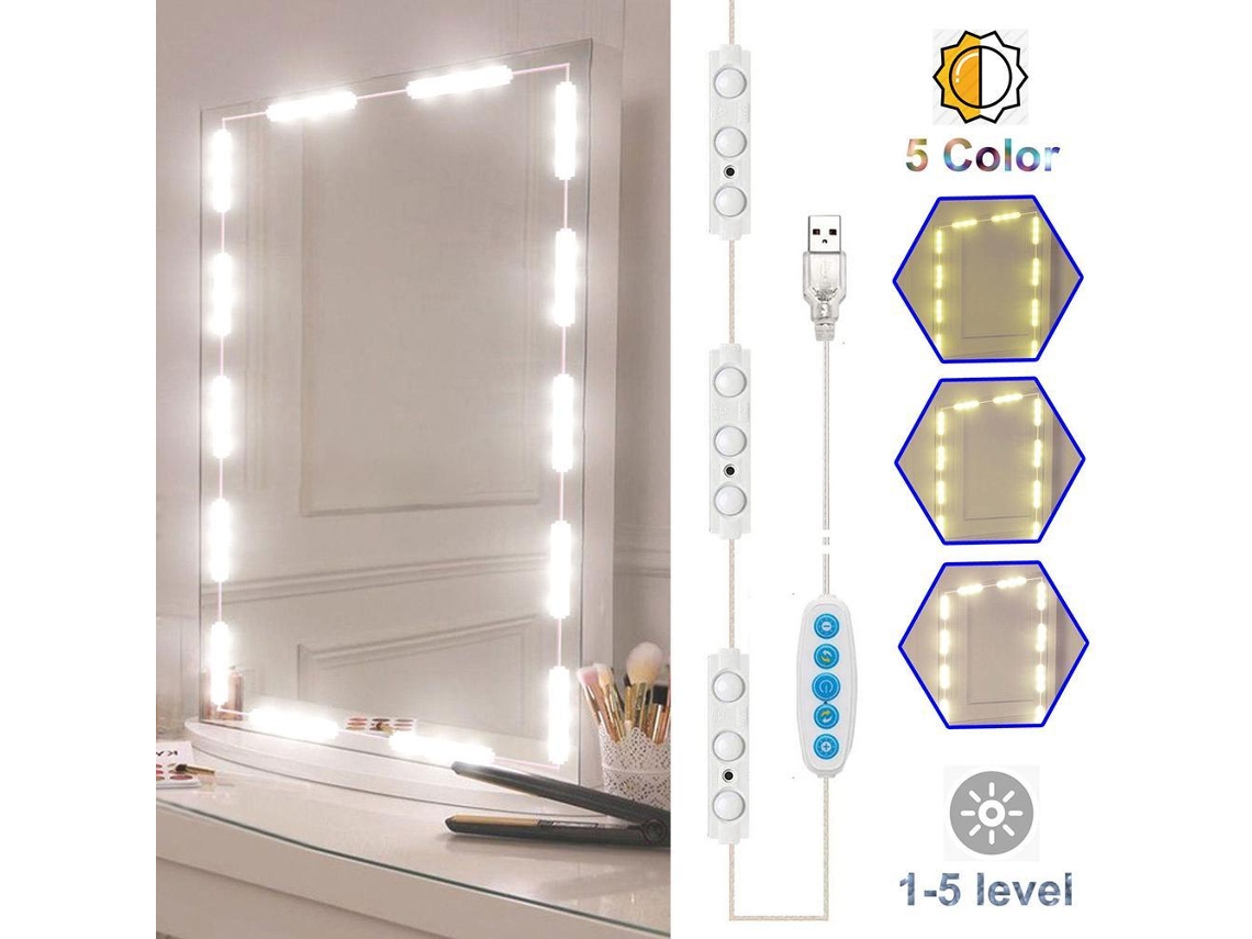 2026 luz de Espejo Led Regulável com 45 Leds Luz de Maquiagem Diy para Mesa de Maquiagem Usb