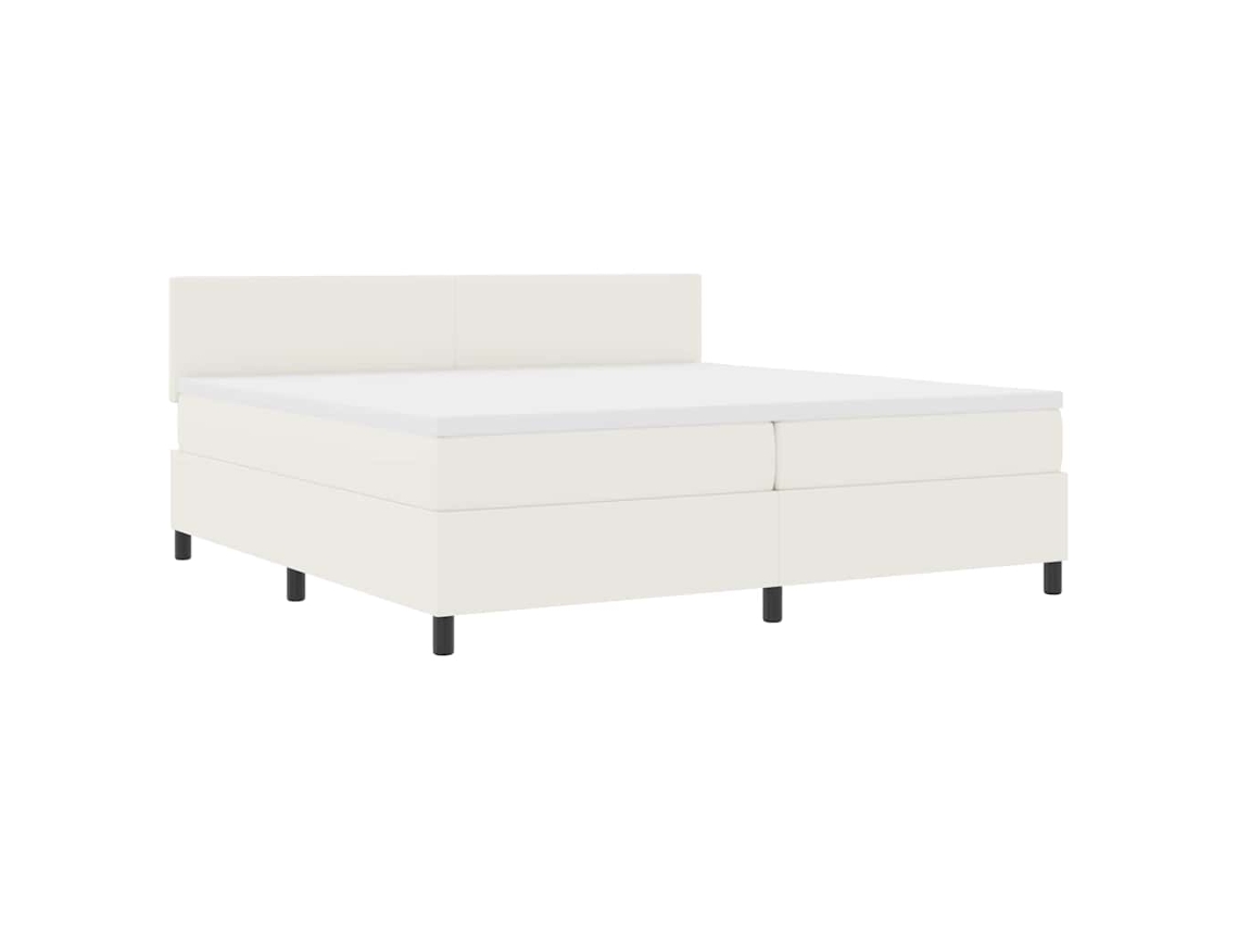 Cama Box Creme e Branco 200 X 200 Cm Veludo Cotele MAISON EXCLUSIVE