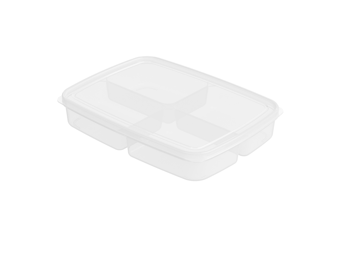 Caixa Organizadora De Alimentos Dividida Pp 4 Compartimentos Refrigerador Armazenamento De Alimentos Caixa De Frescor Para Uso Doméstico