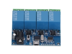 Módulo de Relé 4 Vias com LED e Proteção, Microcontrolador 8 Bits, USB