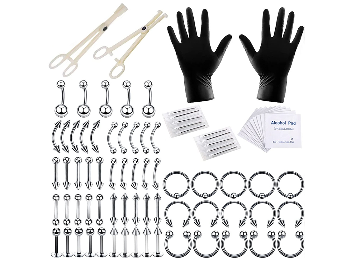 Piercing De Orelha, Kit De Ferramentas Para Piercing, Com Brincos De Aço Inoxidável (85 Peças) Spqment